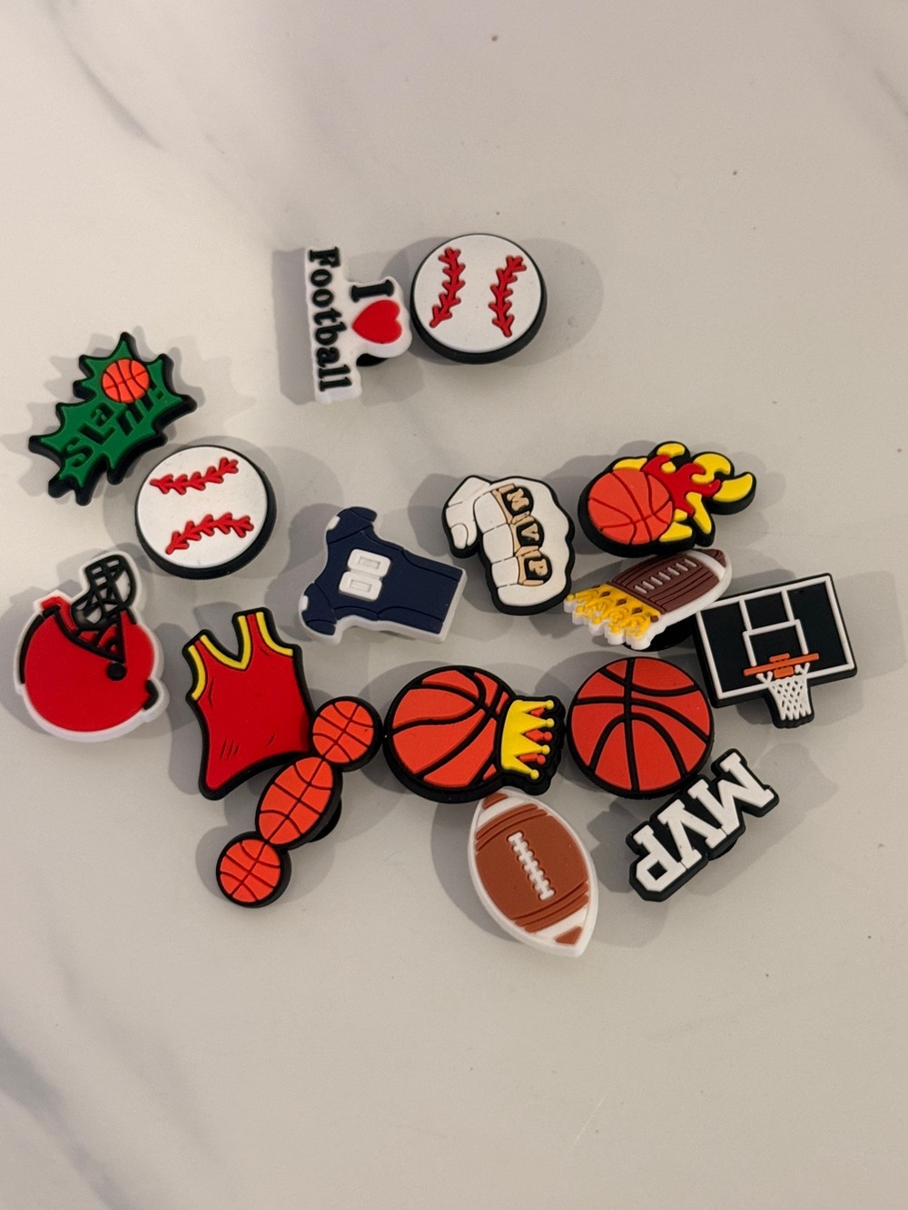 Sports Charm Shoe Pins - Basketball & Football Mix